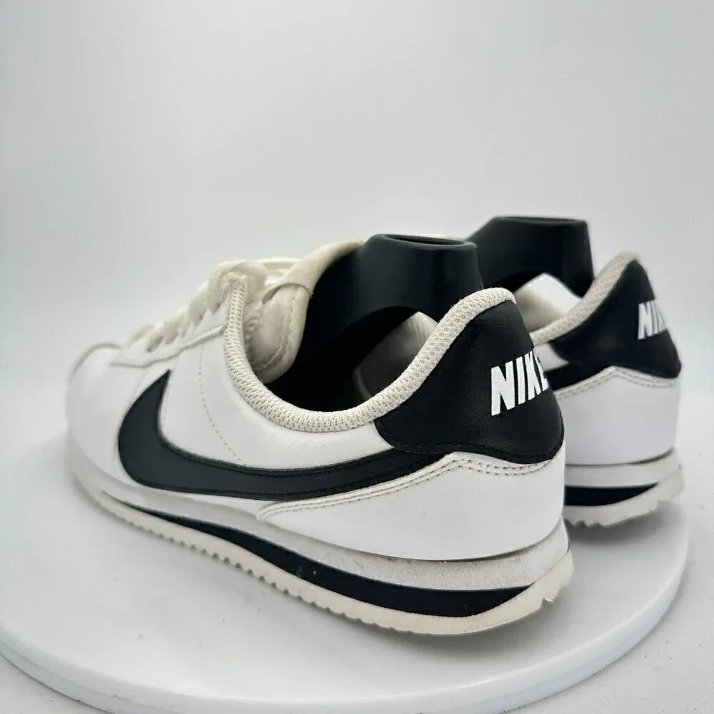 Nike Classic Cortez Leather White Black Youth Shoes 904764-102 Size 6.5Y EU 39
